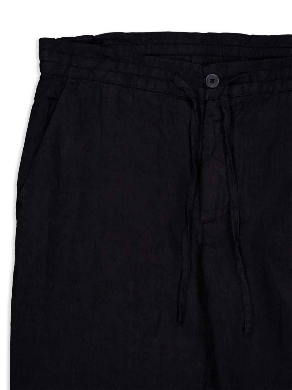 Shop 120% Lino Drawstring Linen Trousers In Black