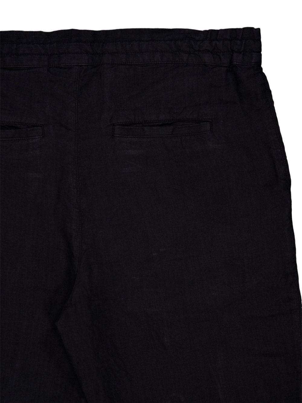 Shop 120% Lino Drawstring Linen Trousers In Black