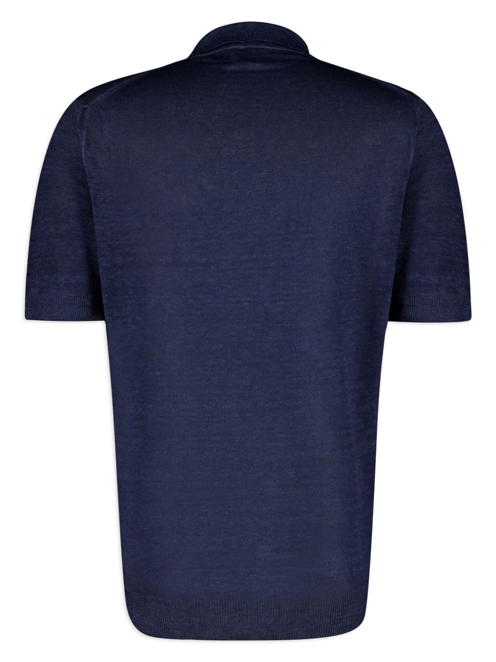 120% Lino fine-knit linen polo shirt - Blauw