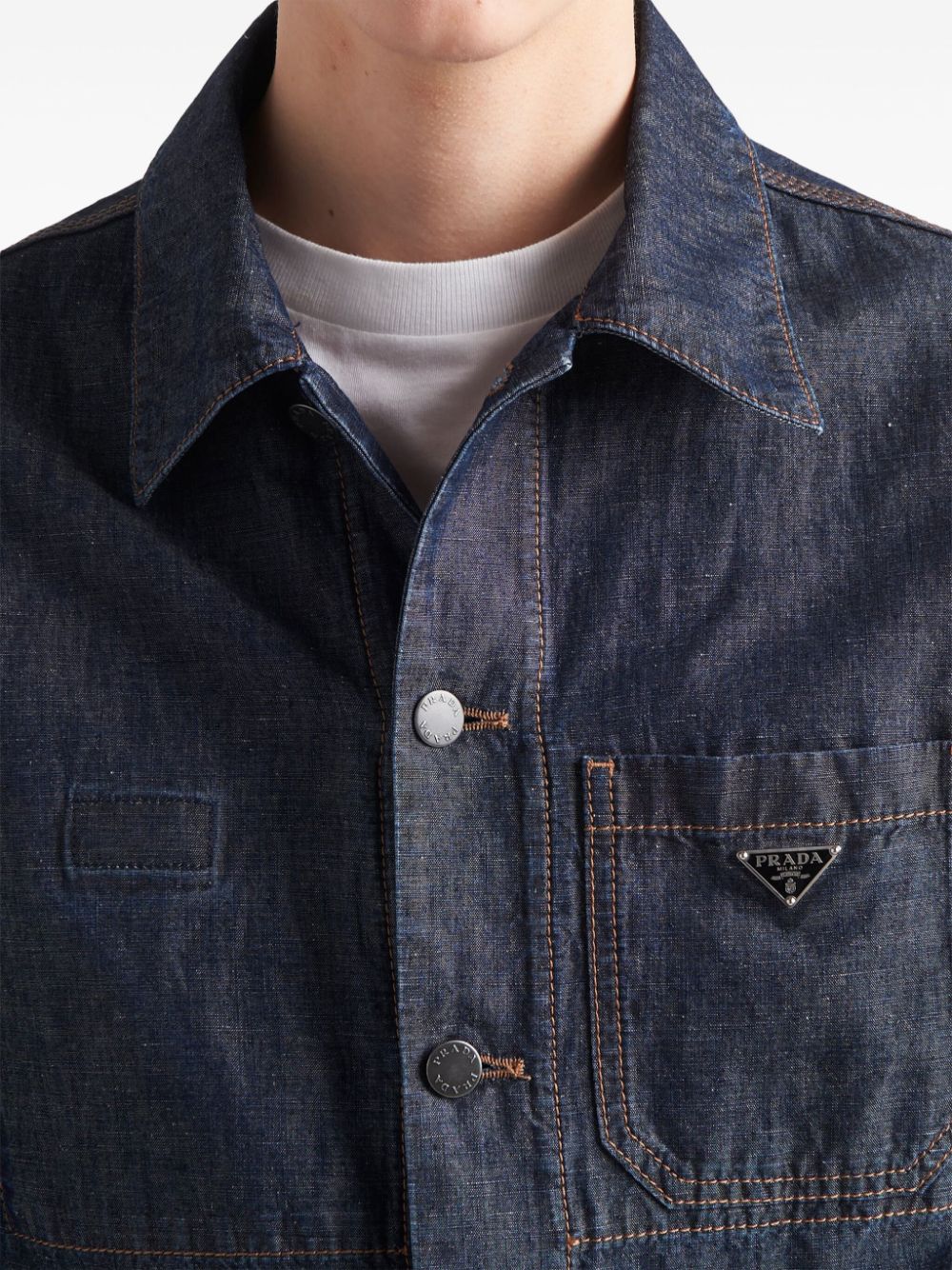 Shop Prada Triangle-logo Shirt Jacket In Blue