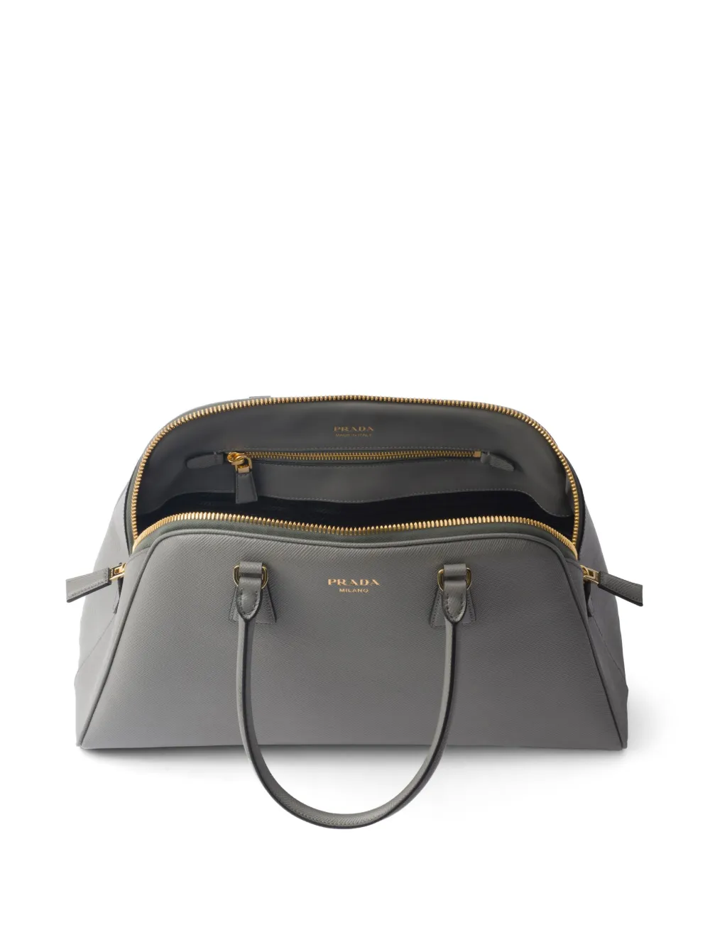 Shop Prada Large Saffiano-leather Tote Bag In Grey