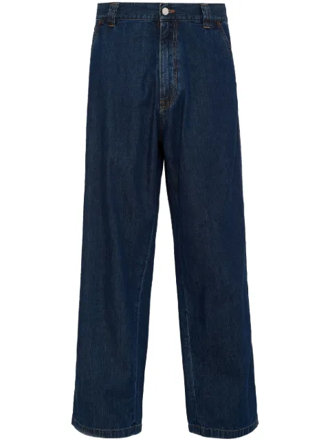 Prada high-rise enamel-logo wide-leg jeans