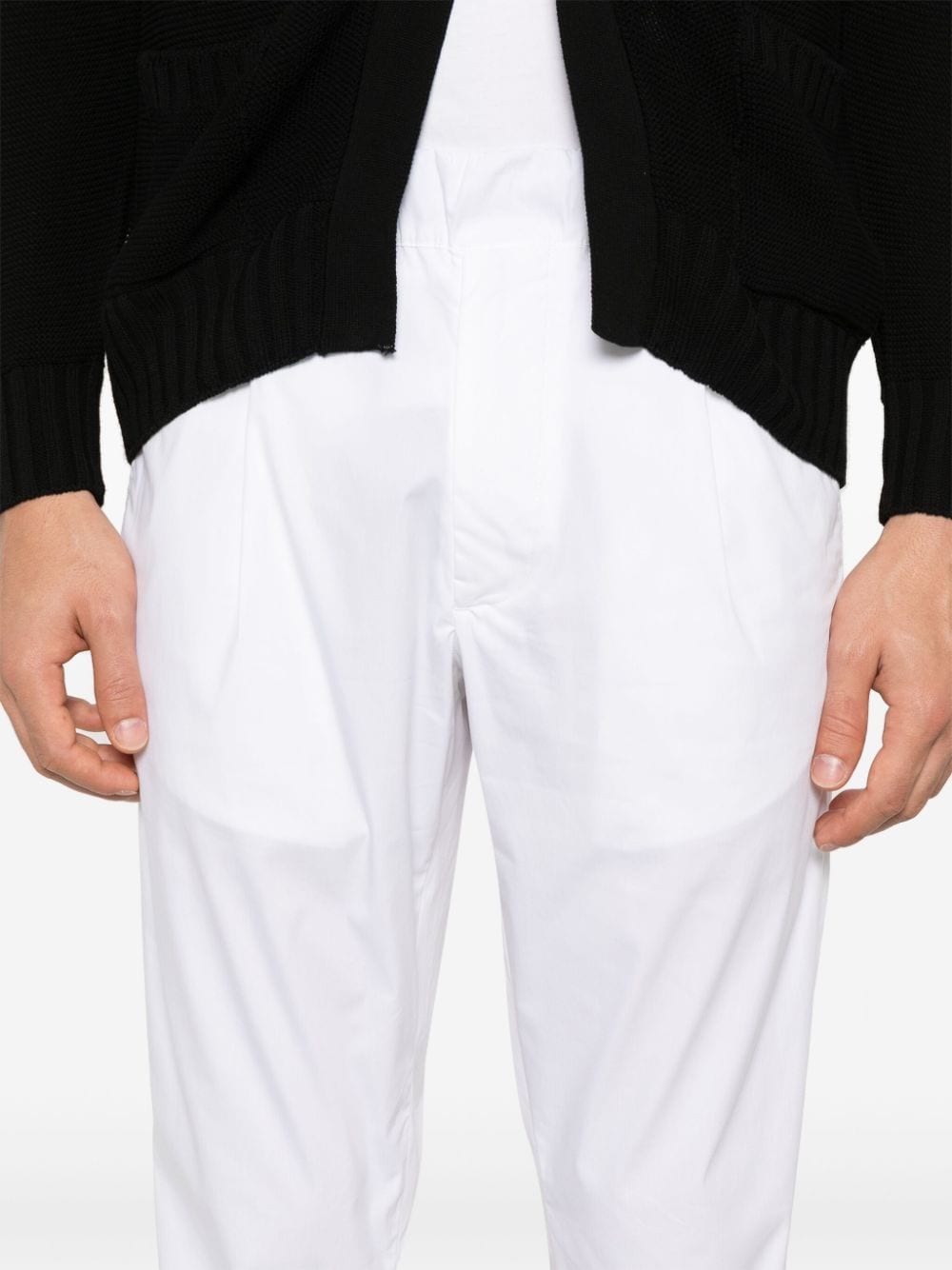 Shop Low Brand Patrick Fly Cotton Trousers In White