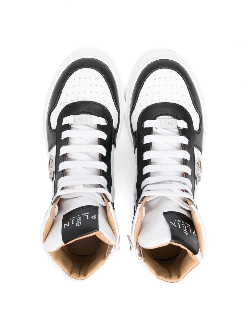Shop Philipp Plein Junior High-top Leather Sneakers In White