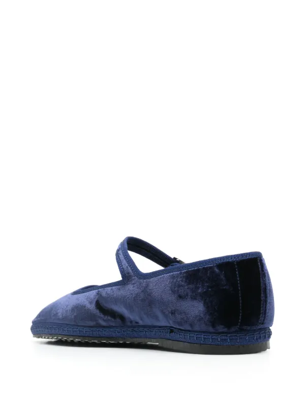 Scarosso Petra Velvet Ballerina Shoes Blue FARFETCH IN