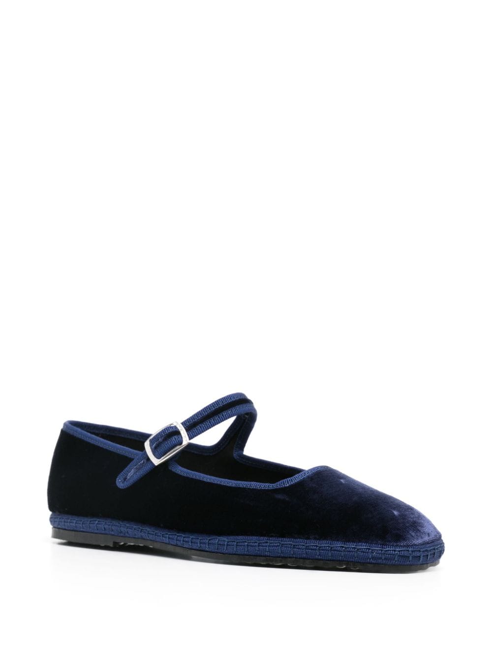 Shop Scarosso Petra Velvet Ballerina Shoes In Blue