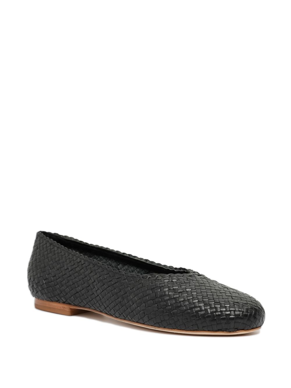 Shop Sarah Chofakian William Leather Ballerina Shoes In Black
