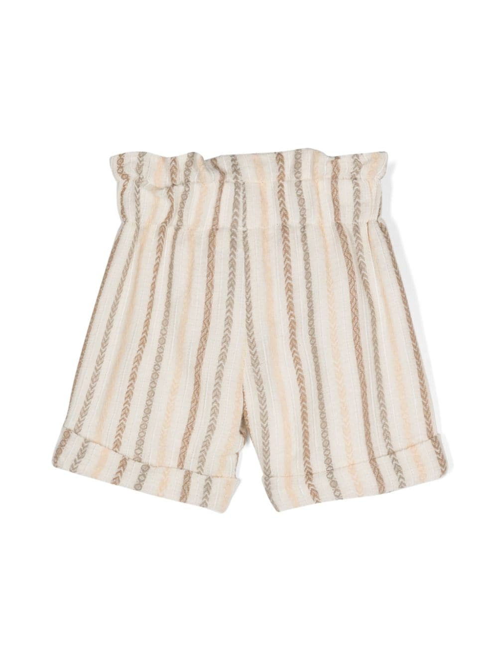 La Stupenderia asymmetric-pattern embroidered shorts - Beige