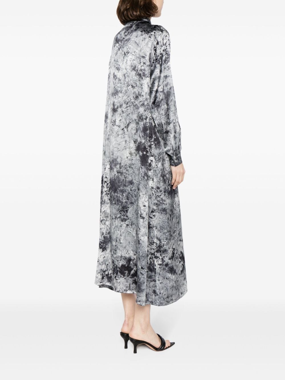 Shop Avant Toi Camouflage Print Silk-blend Dress In 灰色
