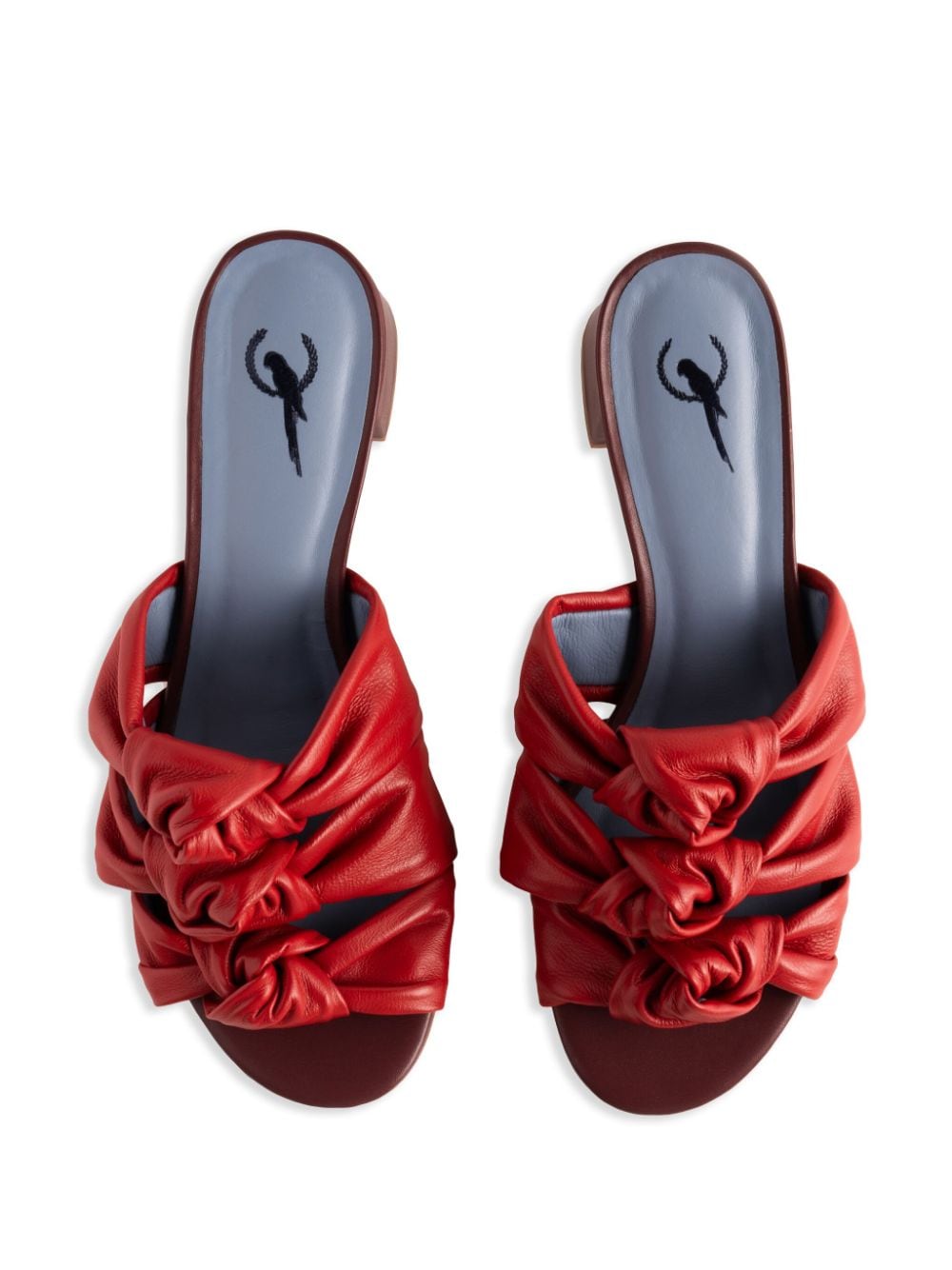 Shop Blue Bird Shoes Ribbon 70mm Leather Mules In Red