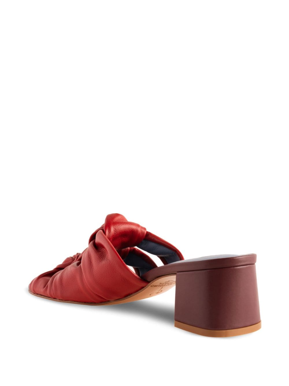 Shop Blue Bird Shoes Ribbon 70mm Leather Mules In Red