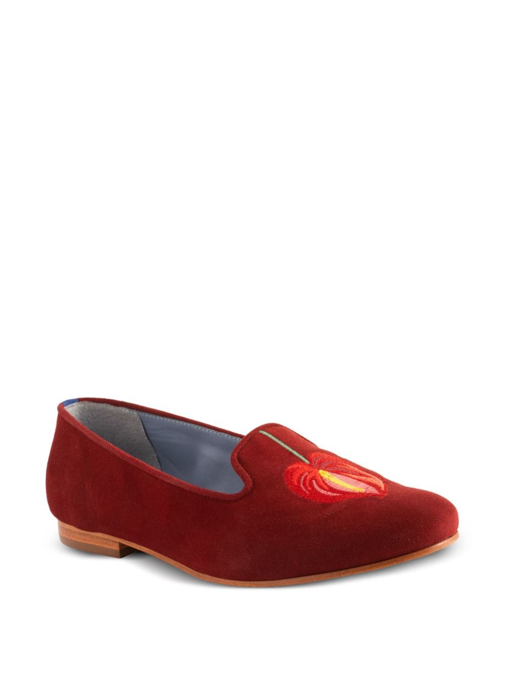 Shop Blue Bird Shoes Embroidered Suede Loafers In Red