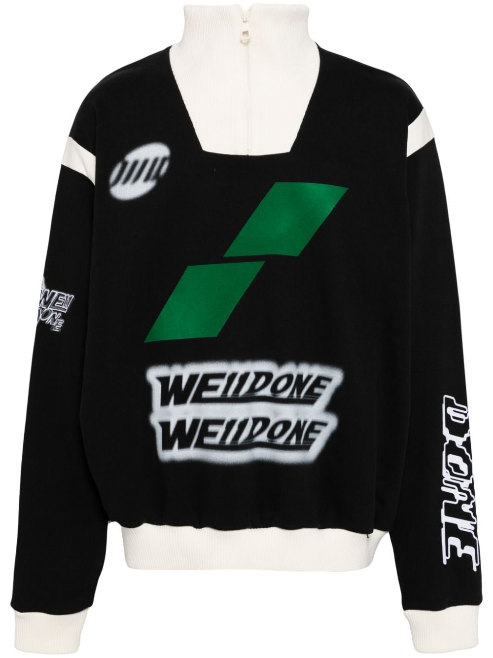 We11 Done Logo-print Zip-up Sweatshirt In Black