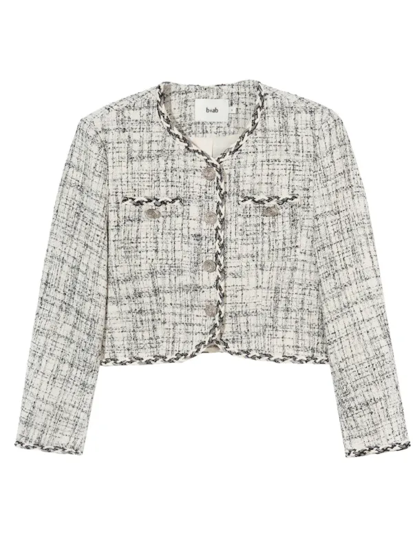 b+ab クロップド ツイードジャケット | ホワイト | FARFETCH JP