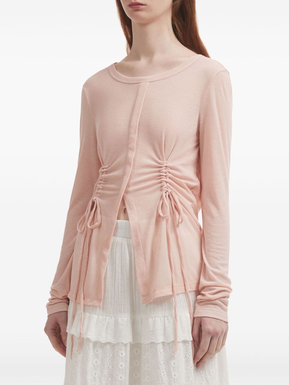 Shop B+ab Strap-detail Ruched T-shirt In Pink