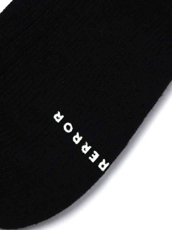 Ader Error TRS Tag Ribbed Calf Socks | Black | FARFETCH