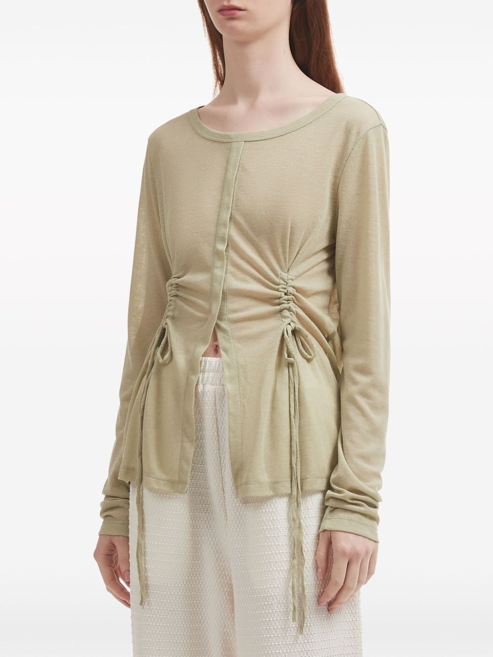 Shop B+ab Ruched Jersey Top In Green