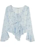 b+ab ruffle-detail floral-print blouse - Blue