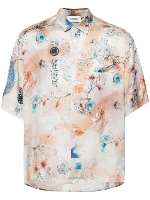 Laneus koi-fish-print shirt