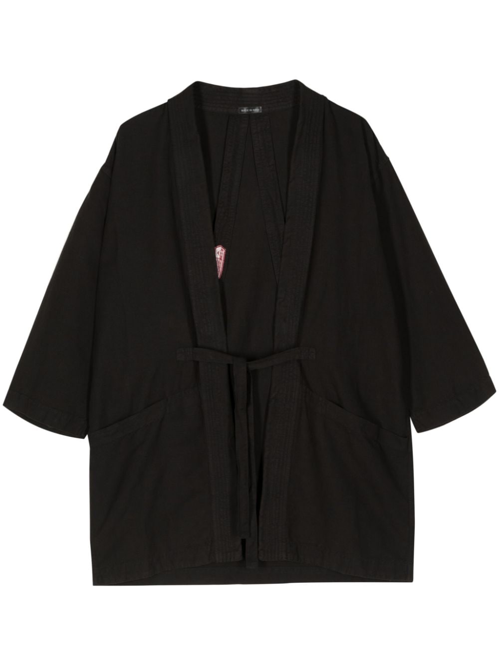 Maharishi Tie-fastening Cotton-hemp Jacket In Black