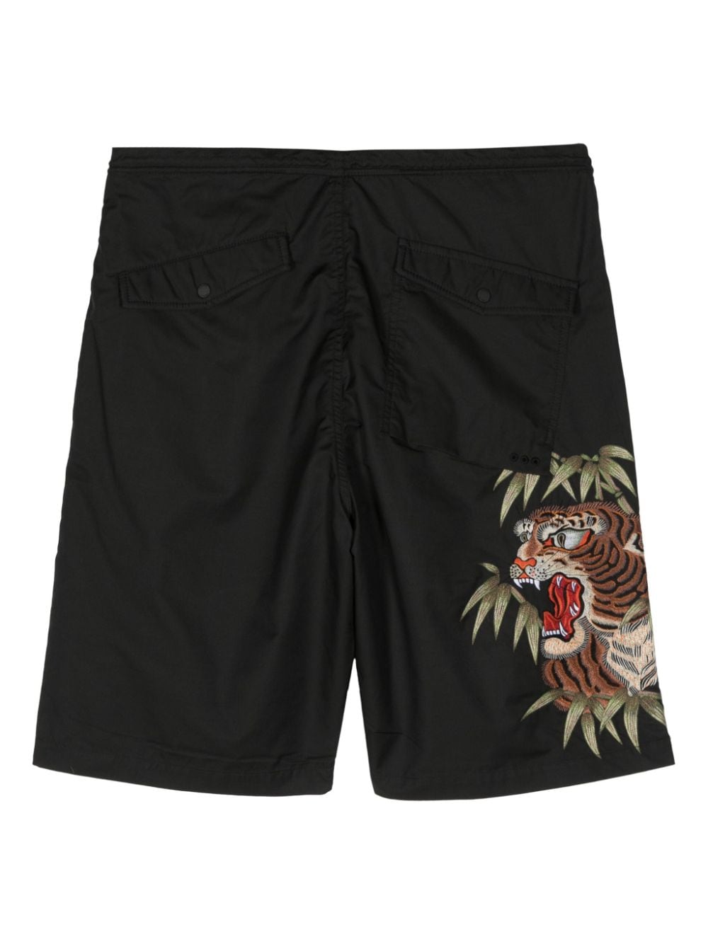 Shop Maharishi Embroidered-motif Shorts In Black