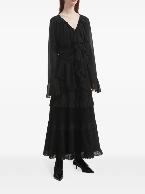 b+ab Tiered lace-panel Maxi Skirt | Black | FARFETCH JO