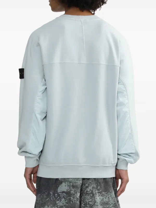 Stone Island Compass-badge Cotton Sweatshirt Blue FARFETCH IN
