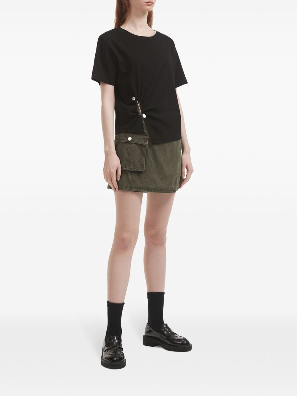 Shop B+ab Distressed-effect Panelled Shorts In 绿色