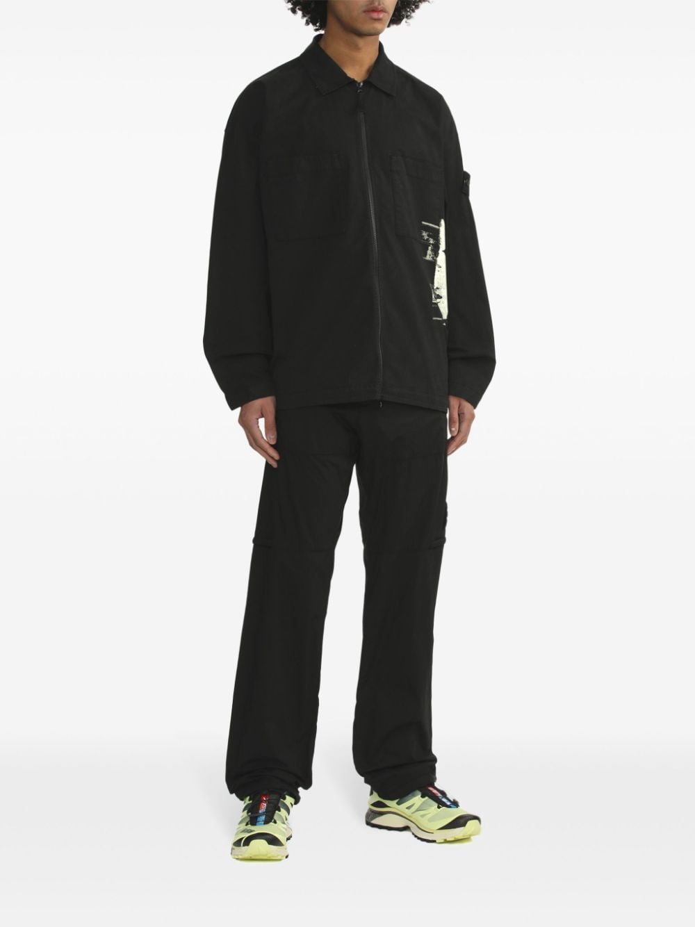 Stone Island 12196 Poster Four zip-up jacket - Zwart