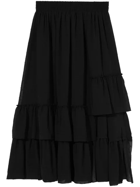 b+ab polka-dot ruffled midi skirt