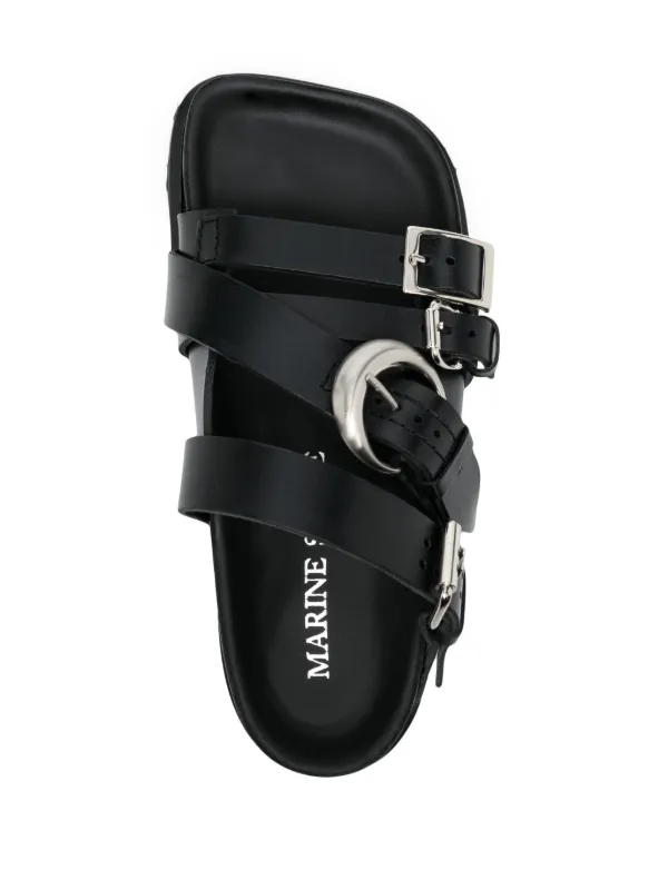 MARINE SERRE Twin Buckle Sandals サイズ40 Marine Serre Men's' Twin Buckle Sandals in Black | LN-CC®