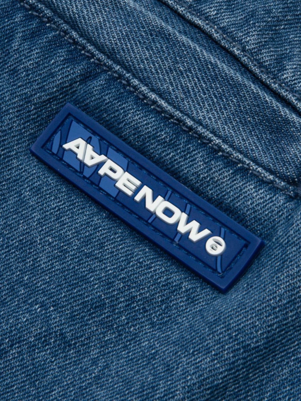 Shop Aape By A Bathing Ape Logo-embossed Denim Shorts In Blue