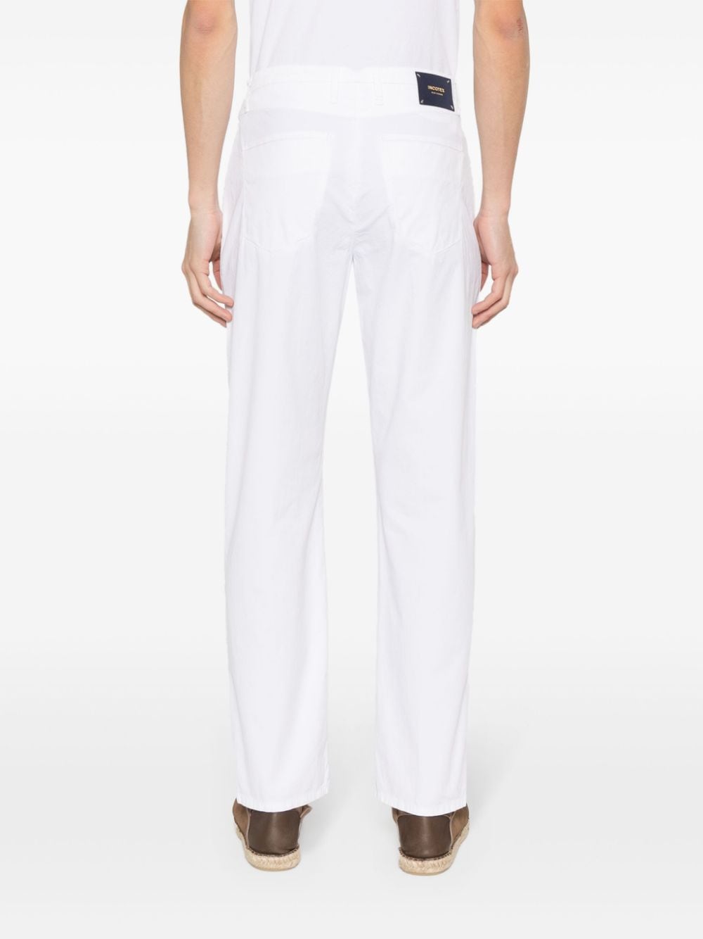 Shop Incotex Mid-waist Tapered Trousers In White