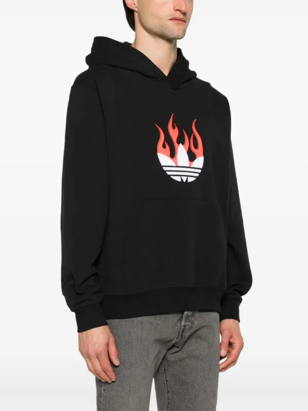Adidas Flames logo-patch Cotton Hoodie Black FARFETCH HK