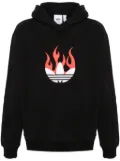 adidas flames logo-patch cotton hoodie - Black