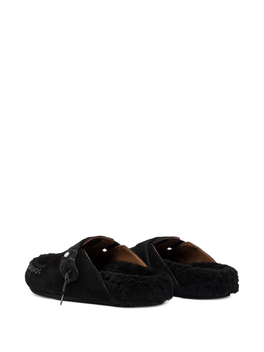 Shop Buttero Stitched Suede Slippers In Black