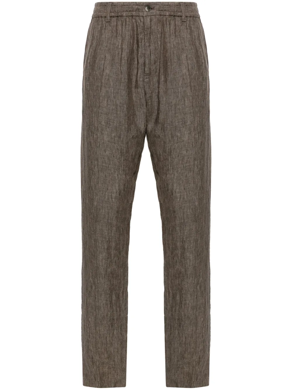 Emporio Armani linen tapered trousers | Brown | Image 1