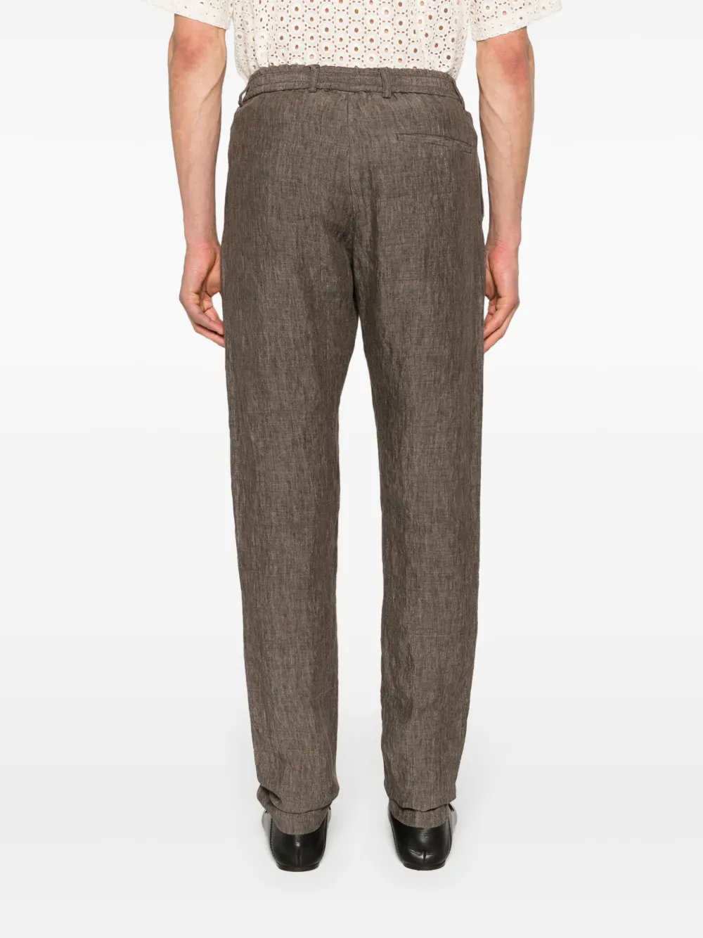 Emporio Armani Linnen broek Bruin