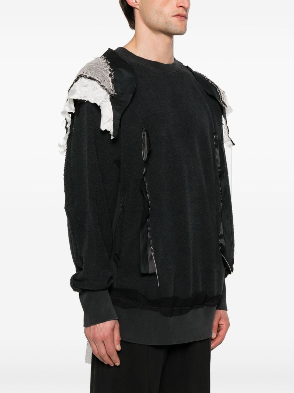 Shop Maison Margiela Terry-cloth Patchwork Sweatshirt In Black