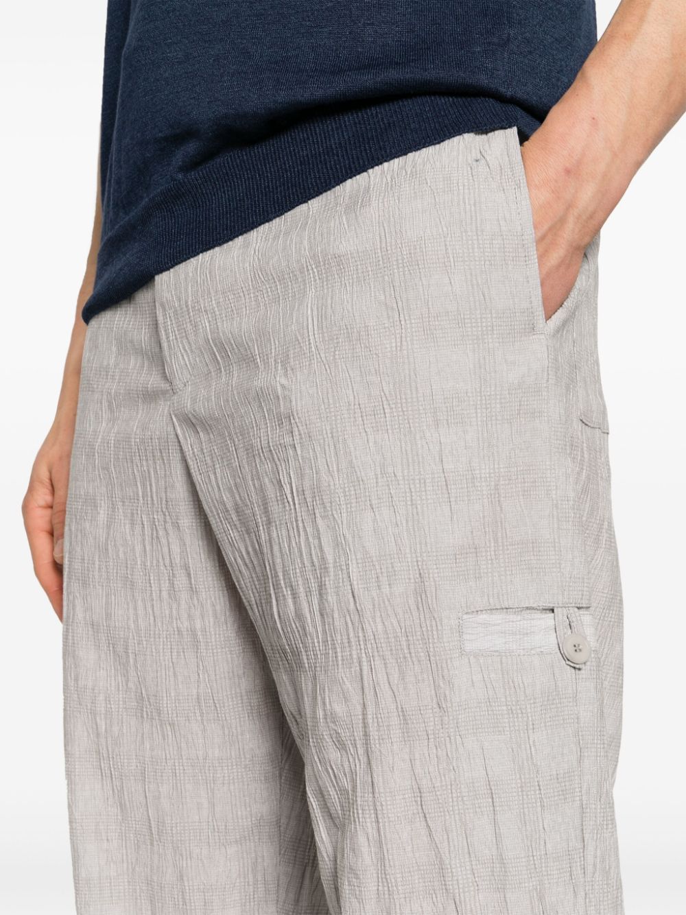 Shop Emporio Armani Mid-rise Tapered Trousers In 灰色