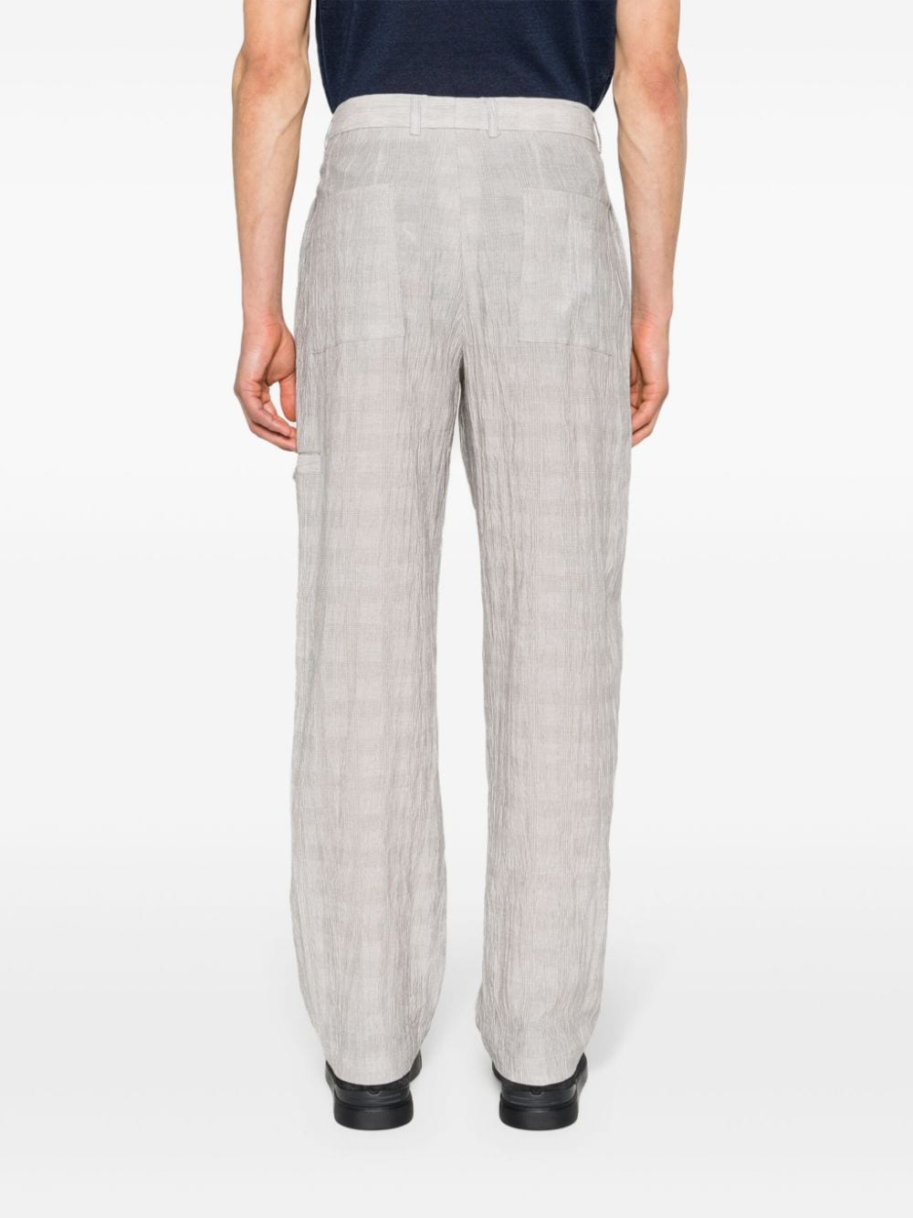 Shop Emporio Armani Mid-rise Tapered Trousers In 灰色