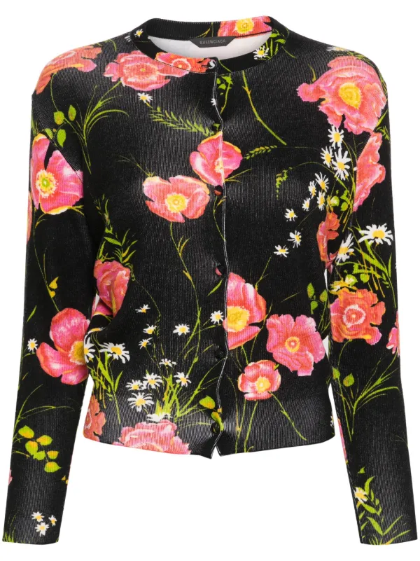 Balenciaga floral print Wool Cardigan Black FARFETCH CA