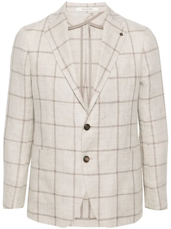 ✨最高級デザイン✨ TAGLIATORE テーラードジャケット チェック柄 Tagliatore チェック ジャケット | ニュートラル | FARFETCH JP
