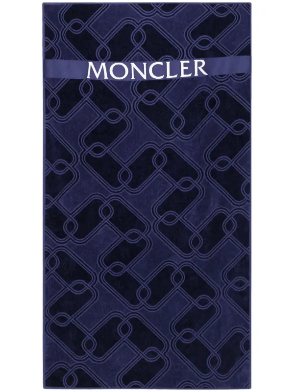 Moncler logo jacquard Beach Towel Blue FARFETCH AM