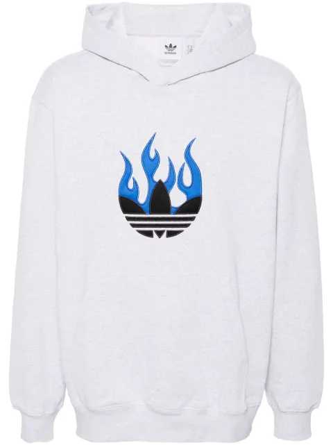 adidas flames logo-patch cotton hoodie