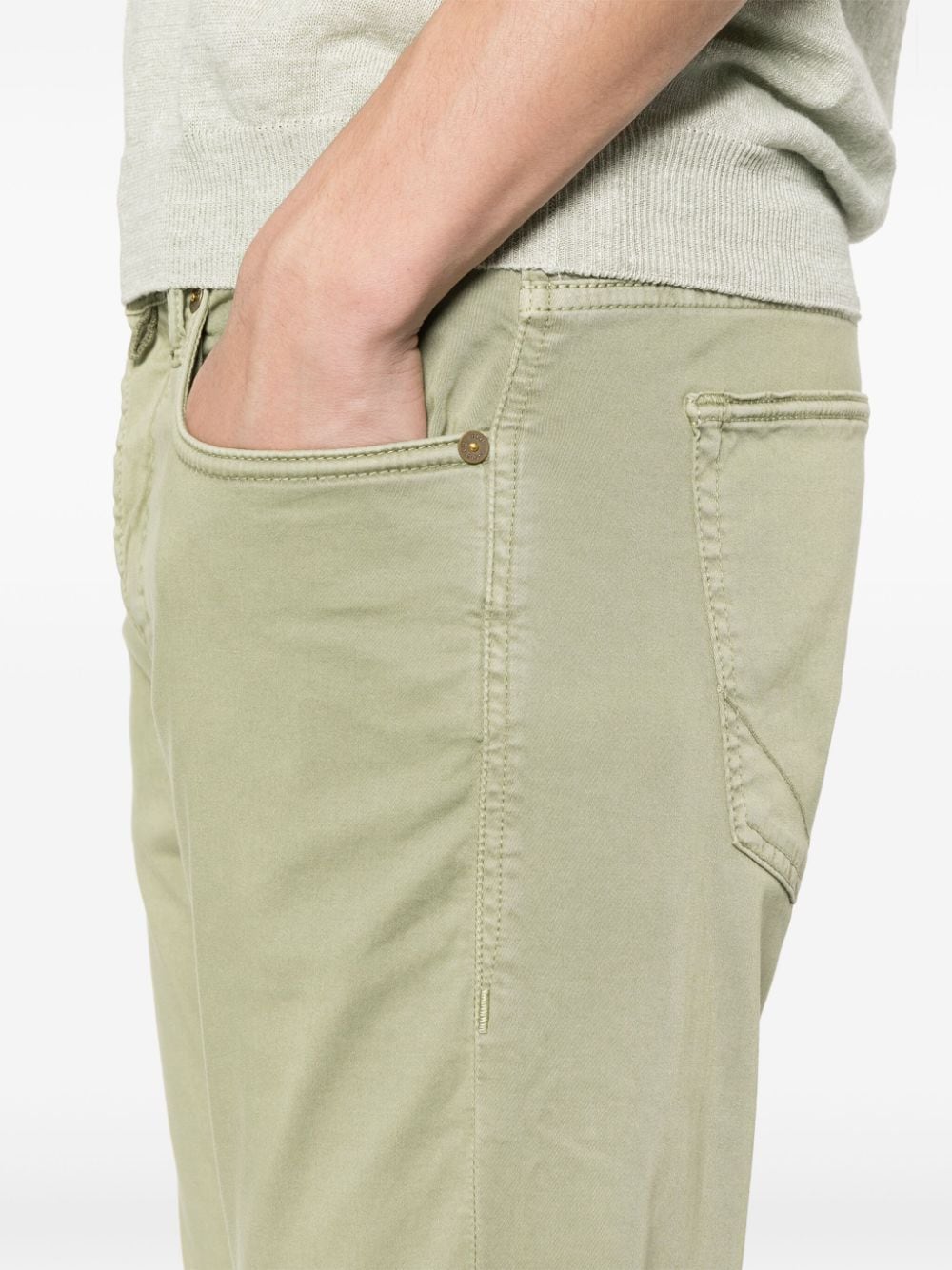 Shop Incotex Slim-cut Chino Trousers In Green