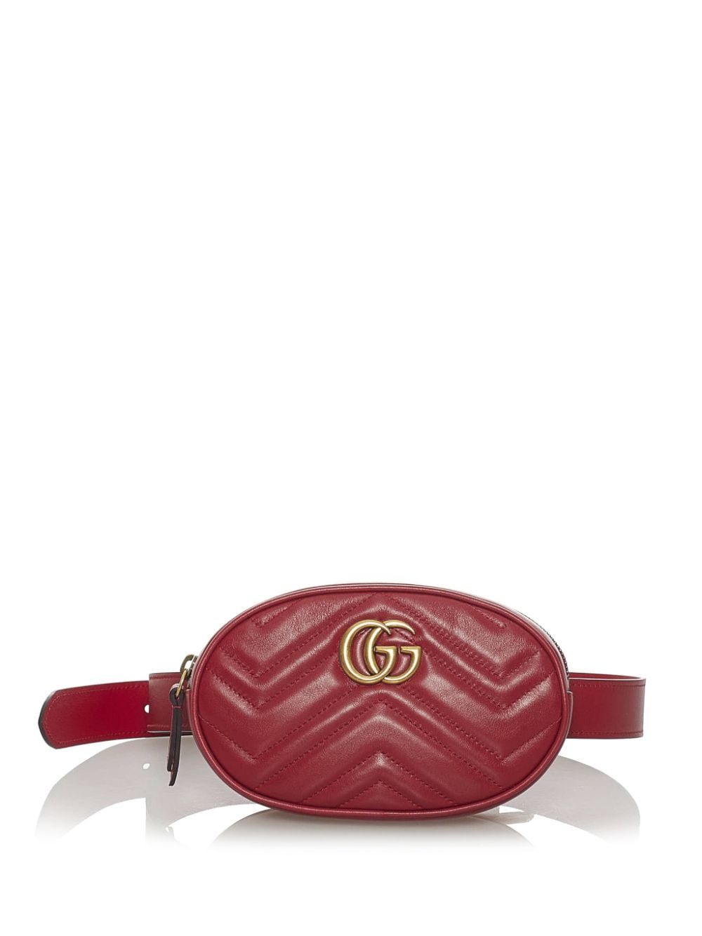Pre-owned Gucci Gg Marmont Matelasse Leather Belt Bag In 红色