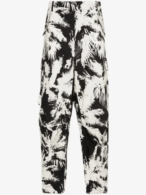 Laneus printed multi-pockets cotton trousers