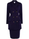 Celine Pre-Owned double-breasted wool skirt suit - Purple