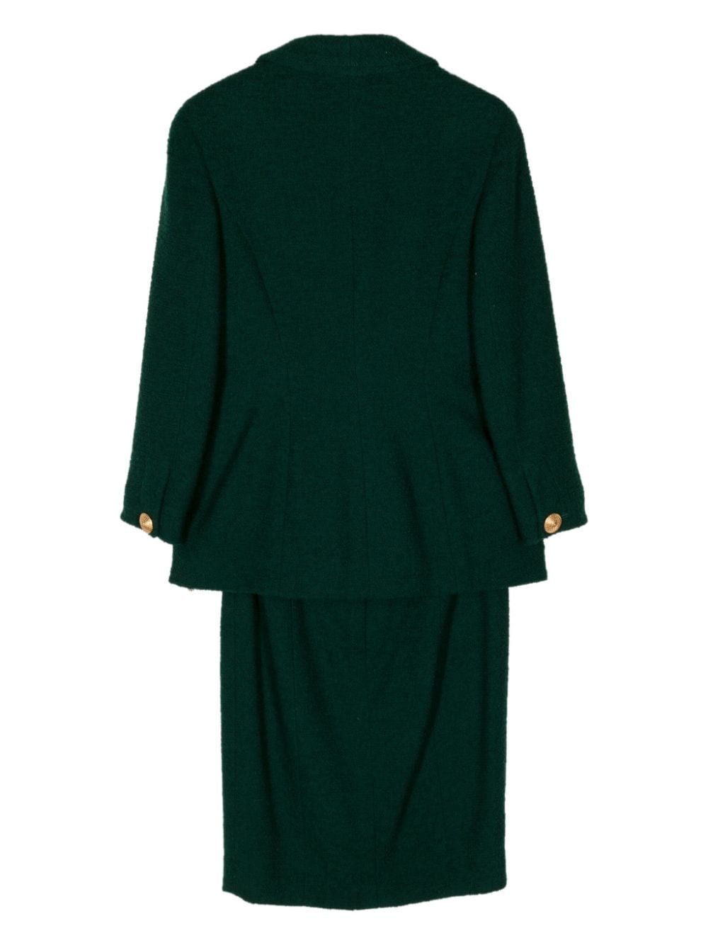 Pre-owned Chanel Cc 羊毛半身裙套装 （1990年代典藏款 ） In Green
